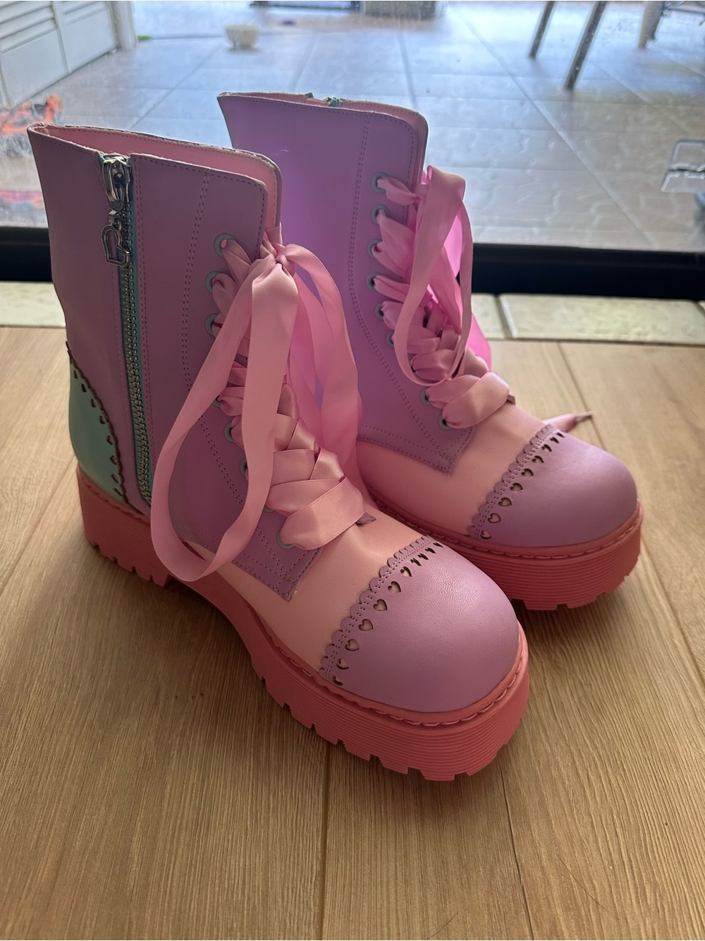 Sugar Thrillz Bubblegum Party Combat Boots